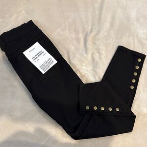 Frame Denim Black Skinny Jeans with Gold Buttons